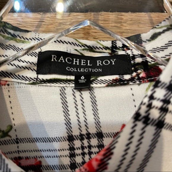 Rachel Roy Collection White Floral Ruffle Trimmed Blouse sz 6 - Picture 4 of 4
